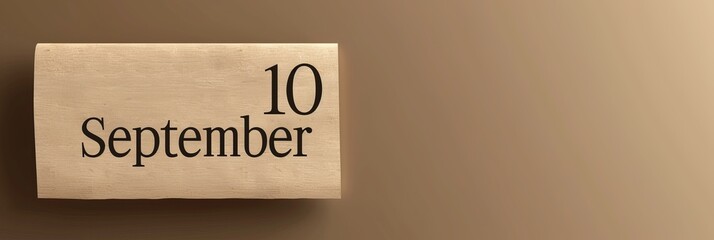 Wooden calendar displaying the date 10 September against a soft brown background.