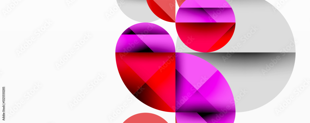 Aufkleber modern abstract composition with layered circles and angular segments featuring gradients, transpare