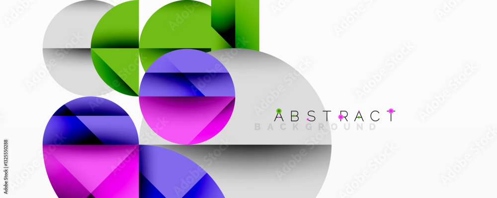 Poster abstract geometric artwork with overlapping circles and gradients, circle square triangle shapes bac