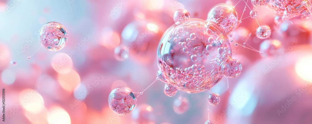 Poster dynamic bubbles floating in air abstract concept digital art colorful background macro perspective