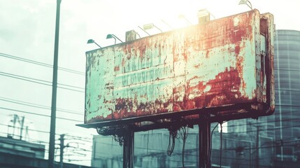 Distressed Vintage Sign in Harsh Urban Light
