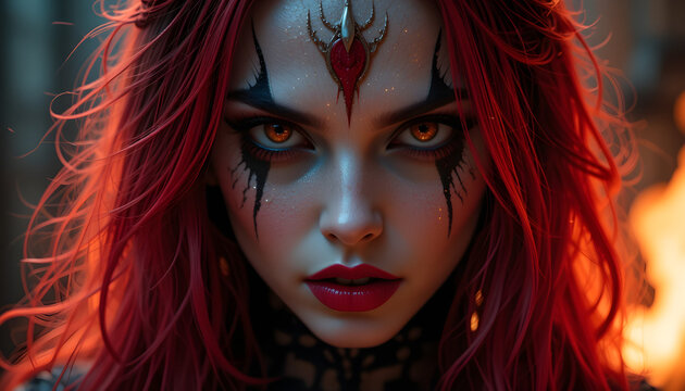 Radiant Flames: A Portrait of Light and evil girl