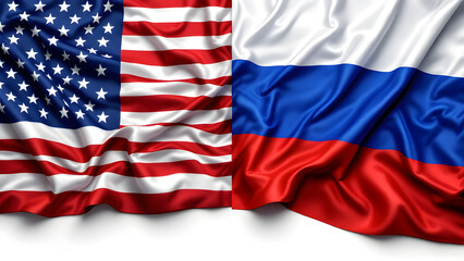 Obraz premium United States and Russia Flags in Close-Up - Symbolizing International Relations and Geopolitical Tensions