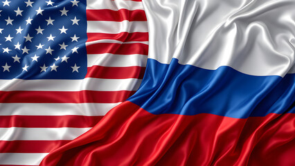 Obraz premium United States and Russia Flags in Close-Up - Symbolizing International Relations and Geopolitical Tensions