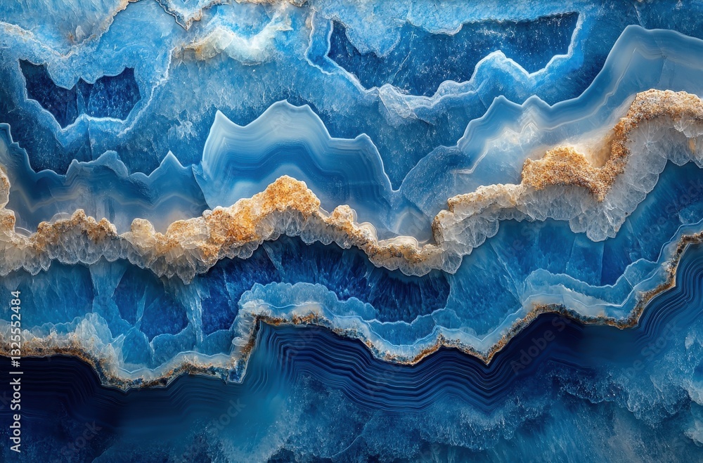 Poster stunning blue agate slice with intricate patterns and textures showcasing natural formation and uniq