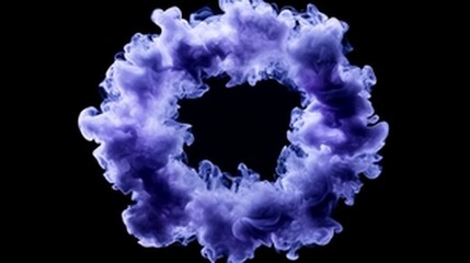 Abstract purple smoke ring on black background.