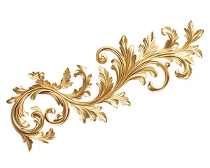 Elegant Gold Baroque Ornamental Flourish Design On Isolated White Background