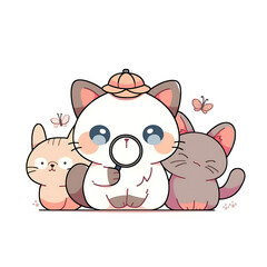 Playful and whimsical cat illustrations in vibrant and minimalist designs