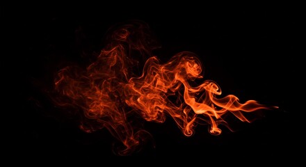 Obraz premium Fiery orange smoke swirls dramatically against black. AI Generated