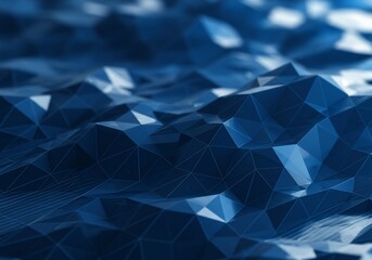 Obraz premium Abstract Blue Low Poly Landscape Soft Light. AI Generated