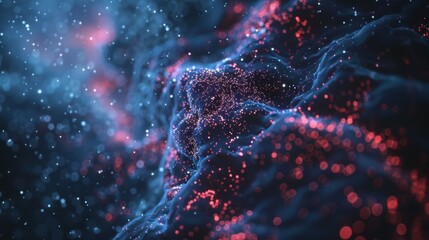 Abstract Cosmic Background with Glowing Particles and Waves