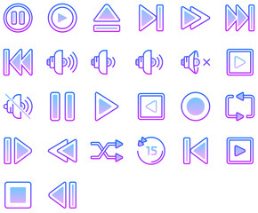 Set of Mediaplayer controls icons	
