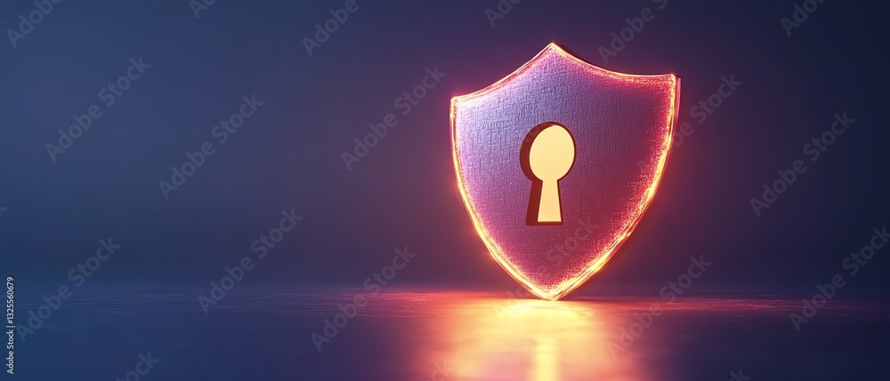 Aufkleber open padlock symbol on shield displayed on laptop screen