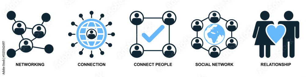 Poster people networking icon vector representing connection, teamwork, and communication. perfect for busi