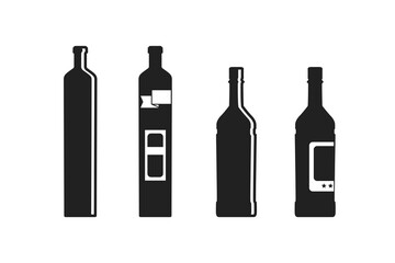Alcohol bottles collection isolated on white background. Vector clipart