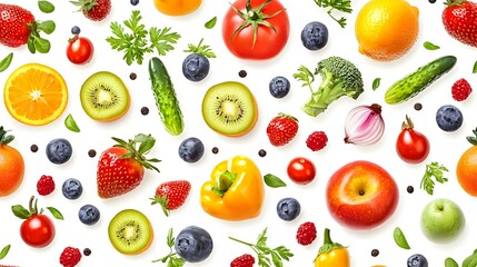 Seamless pattern banner with different fruits