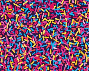 Vibrant confetti sprinkles scattered on a bold background, seamless vector pattern for a playful design