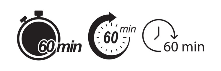 60 minutes icon set flat design