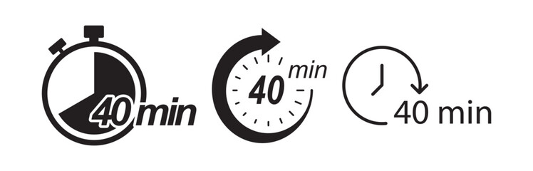 40 minutes set icon black