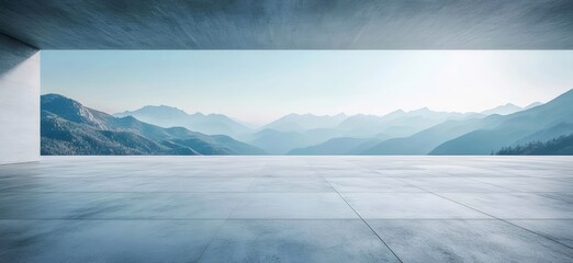 Expansive Mountain View from Modern Concrete Structure