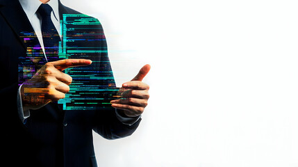 A Business Person Points to Visualized Data In Front