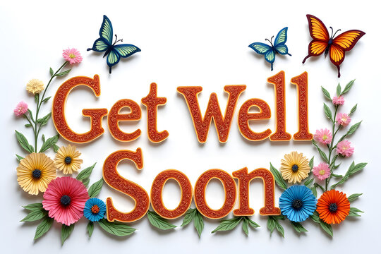 get well soon card with flowers - Powered by Adobe
