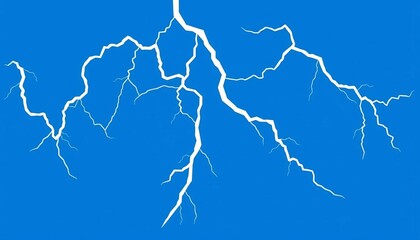 Blue background, central white & black lightning bolts; flat vector style, pop art, comic, anime influences, icon, stylized