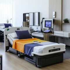 Fototapeta premium Modern Hospital Room with Comfortable Bed and Advanced Equipment