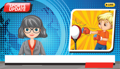 Animated Sports News Broadcast Illustration