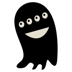 Silhouette of Halloween Monster. Isolated on White Background. Vector Illustration