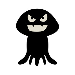 Silhouette of Halloween Monster. Isolated on White Background. Vector Illustration