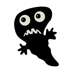 Silhouette of Halloween Monster. Isolated on White Background. Vector Illustration