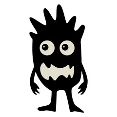 Silhouette of Halloween Monster. Isolated on White Background. Vector Illustration