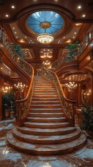 Obraz premium Stunning Grand Staircase Cruise Ship Luxury Decor high resolution hd picture
