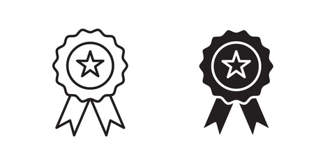 Badge filled and outlined icons vectors on white background