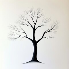 Obraz premium A striking black and white artwork featuring a bare tree with intricate branches.
