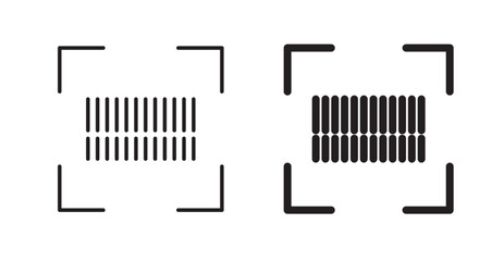 Barcode read filled and outlined icons vectors on white background