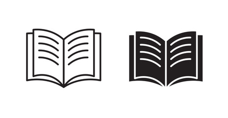 Book filled and outlined icons vectors on white background