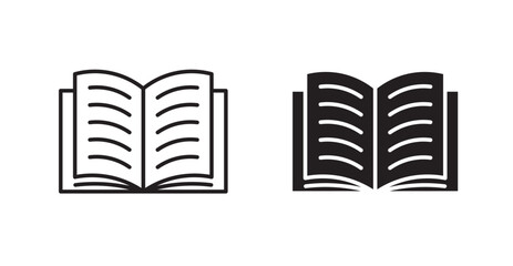 Book filled and outlined icons vectors on white background