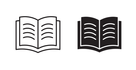 Book filled and outlined icons vectors on white background