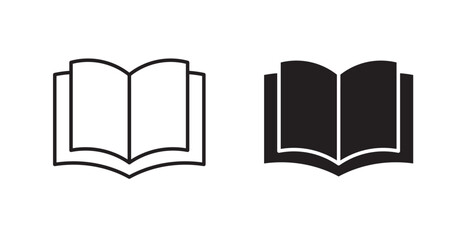 Book open filled and outlined icons vectors on white background