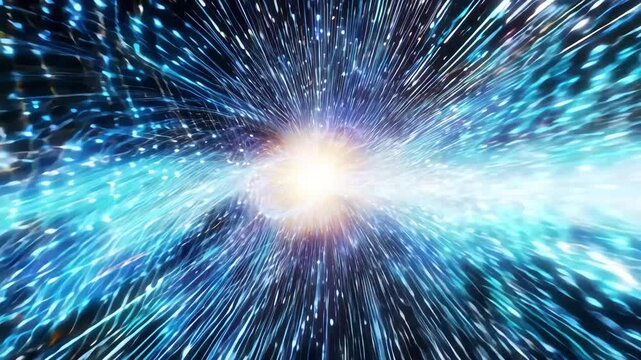 Powerful supernova explosion in deep space with bright energy burst