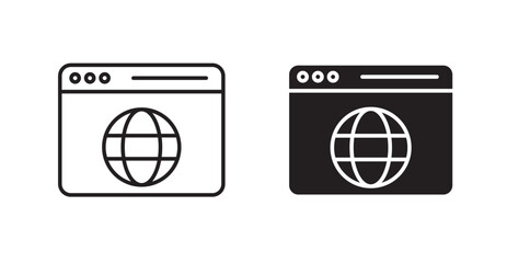 Browser filled and outlined icons vectors on white background