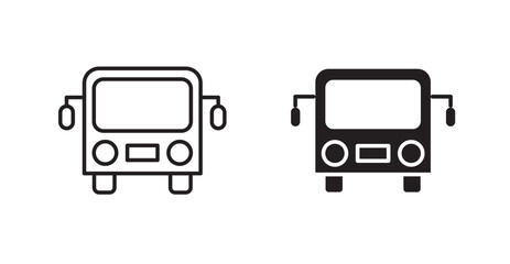 Bus filled and outlined icons vectors on white background