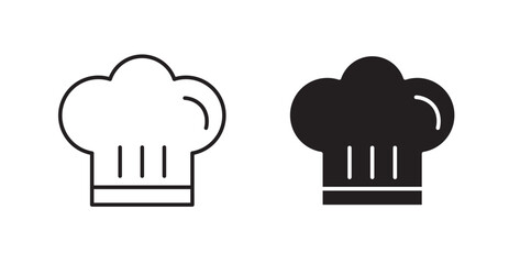 Chef hat filled and outlined icons vectors on white background