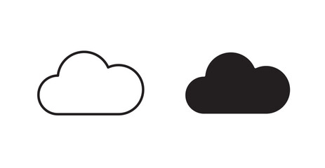 Cloud filled and outlined icons vectors on white background