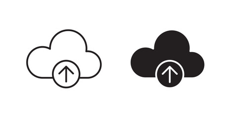 Cloud upload filled and outlined icons vectors on white background