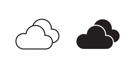 Clouds filled and outlined icons vectors on white background