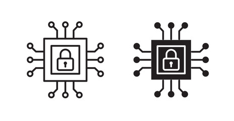 Cyber security filled and outlined icons vectors on white background