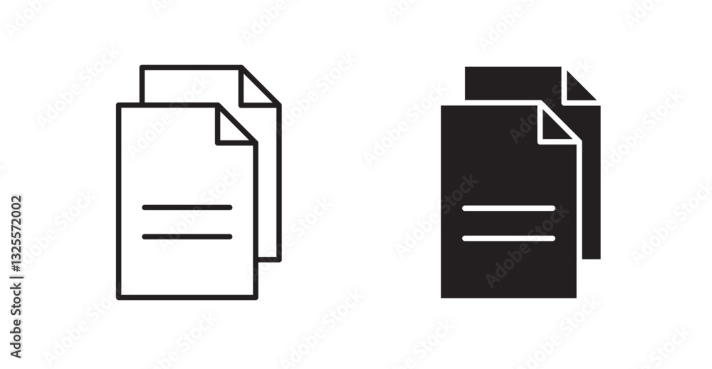 Poster duplicate filled and outlined icons vectors on white background